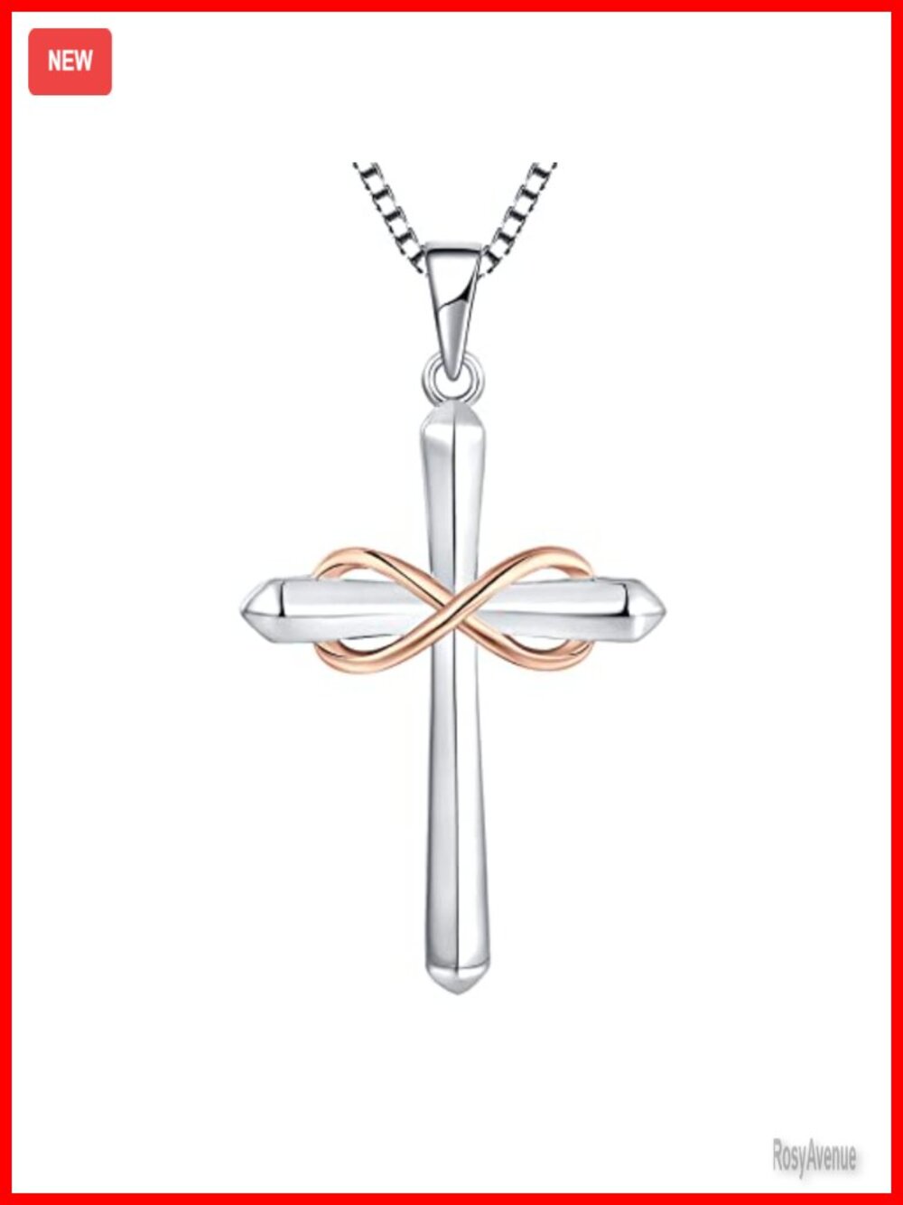925 Sterling Silver Infinity Cross Necklace Crucifix Pendant 18" Women Jewelry